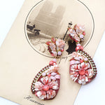 Mother of Pearl and Swarovski Strass Floral Drop Earrings by DUBLOS