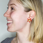 *LIMITED EDITION* Ginger Orange Five Leaf Sparkle Burst Flower Post Earrings by Eric et Lydie
