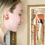 *LIMITED EDITION* Ginger Orange Five Leaf Sparkle Burst Flower Post Earrings by Eric et Lydie