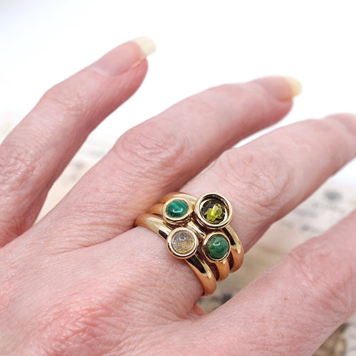 Chic Malachite Adjustable Cocktail Ring by Satellite Paris