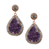 Sterling Silver Amethyst Druzy Quartz and Crystal Earrings