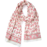Hand Block Printed Scarf by Anokhi - Salmon Trumpet