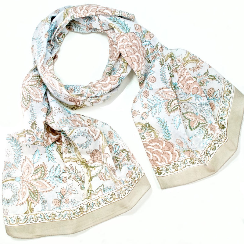 Hand Block Printed Scarf - Dusk Chintz