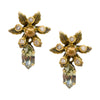Antique Brass Flower Post Earrings with Swarovski Crystals by Eric et Lydie