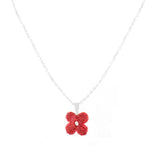 Hand Crocheted Flower Necklace - Red