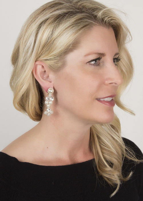 Silver and Pearl Drop Earrings by Atelier Godolé