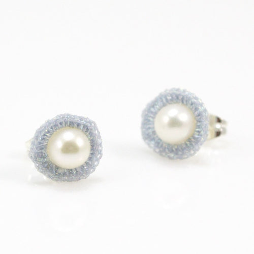 Pearl Stud and Crochet Wrapped Earrings by Atelier Godolé