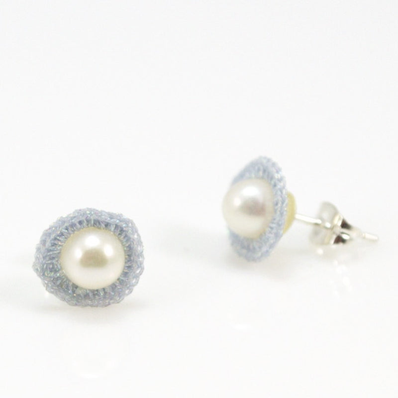 Pearl Stud and Crochet Wrapped Earrings by Atelier Godolé