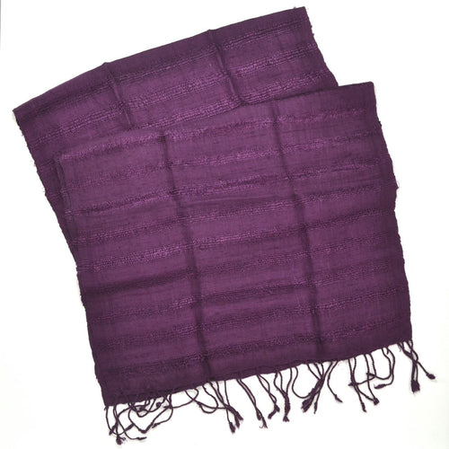 Cambodian Handwoven Raw Silk Scarf -  Aubergine