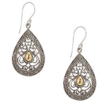 Traditional Balinese Filigree Silver and Gold Earrings