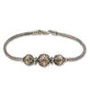 Balinese Three Ball Sterling Silver and 18K Gold Bracelet