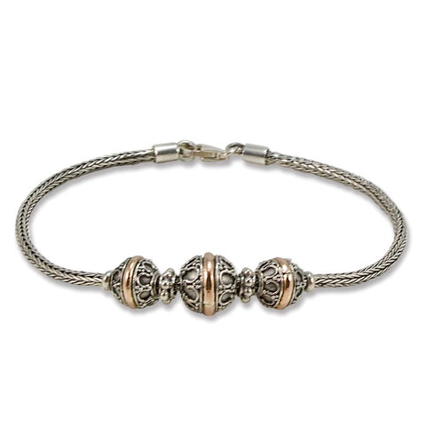 Silver Balinese bracelet with Malachite – Meraki Mirakel