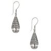 Silver Filigree and Black Pearl Drop Earrings