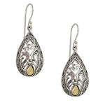 Traditional Balinese Filigree Silver and 18K Gold Earrings