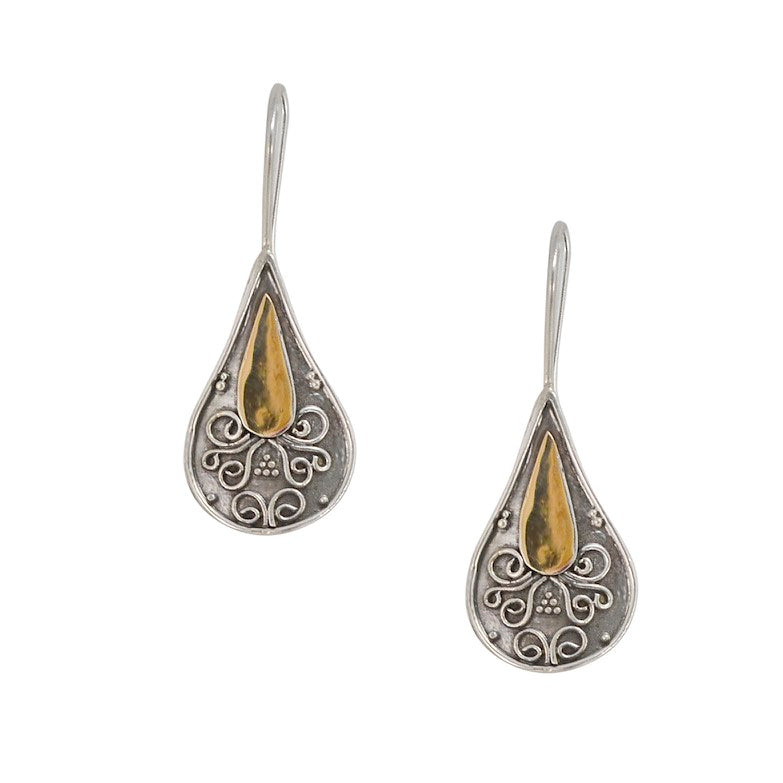 Balinese Filigree Silver and 18K Gold Earrings
