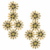 Gold Flower and Black Bead Statement Earrings