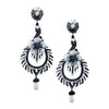 Black and White Feather Inspired Drop Earrings by DUBLOS