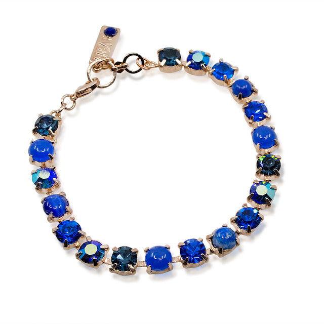 Blue Swarovski Crystal and Lapis Lazuli Rose Gold Tennis Bracelet by AMARO
