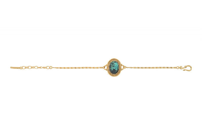 Green Anyolite Gold Pendant Bracelet by Satellite Paris