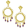 Pre-Columbian Inspired Brass and Amethyst Earrings