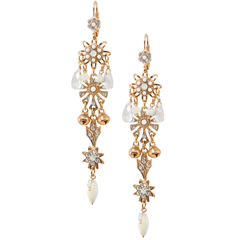 Elegant Pearl and Crystal Chandelier Earrings by AMARO