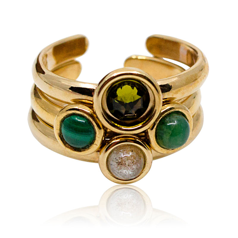 Chic Malachite Adjustable Cocktail Ring by Satellite Paris