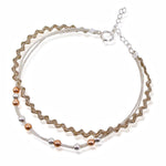 Double Silver and Bead Cord Bracelet by CLO&LOU - Silver