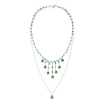 Queenly Double Strand Green Pendant Necklace