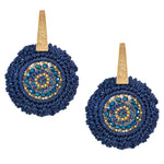 Hand Crocheted and Beaded Earrings - Navy Blue