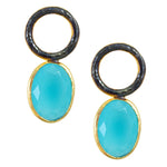 Crystal Stone Drop Earrings - Light Blue