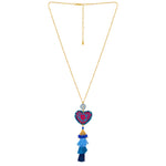 Embroidered Heart Mexican Drop Necklace with Tassel