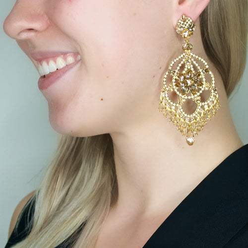 Golden Chandelier Earrings by DUBLOS