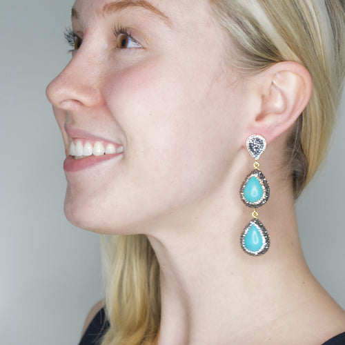Ottoman-Inspired Turquoise Drop Earrings