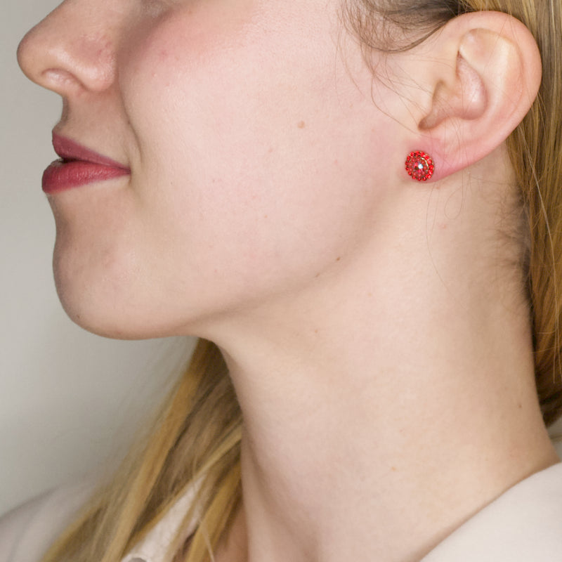 Dainty Swarovski Crystal Drop Earrings in Poppy by AMARO