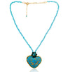 Embroidered Heart Mexican Drop Necklace - Sky Blue