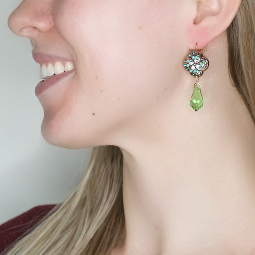 Sparkling Green Crystal Drop Earrings by AMARO