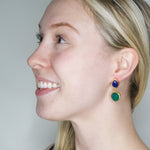 Ottoman Inspired Emerald and Sapphire Drop Earrings