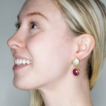 Ottoman Inspired Ruby and Pearl Drop Earrings