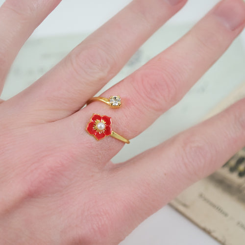 Peach Flower Adjustable Ring by Eric et Lydie