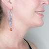 Silver Filigree Mold and Amber Drop Earrings