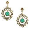 Green Accent Medallion Earrings