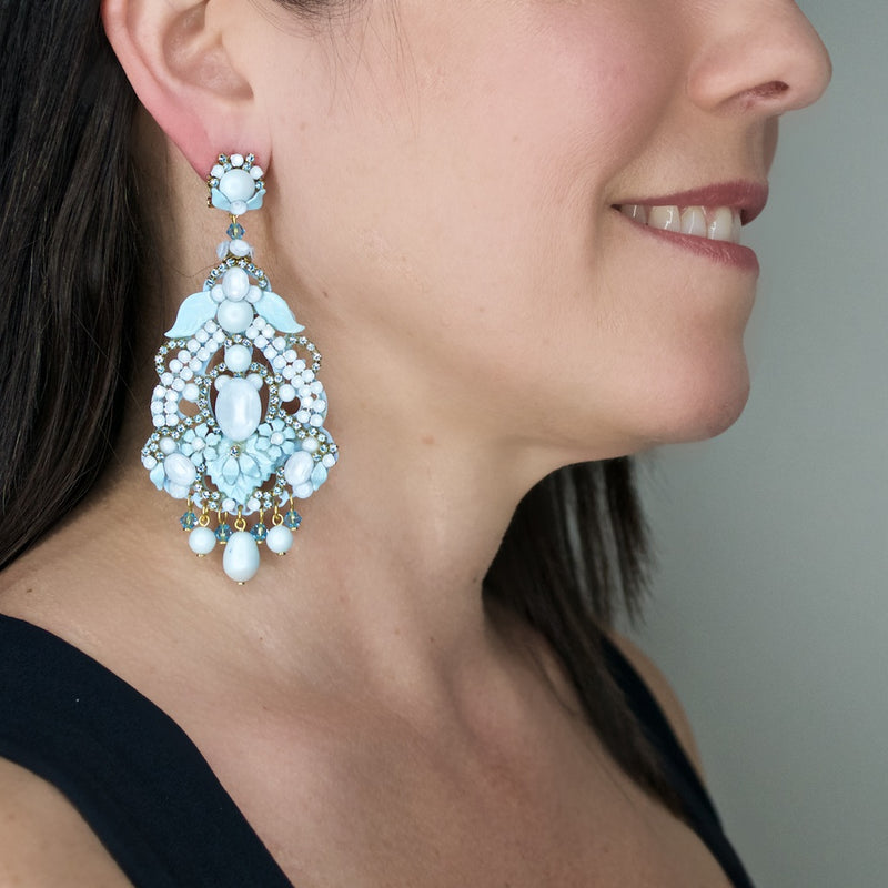 Elegant Ice Blue Sparkling Drop Earrings by DUBLOS