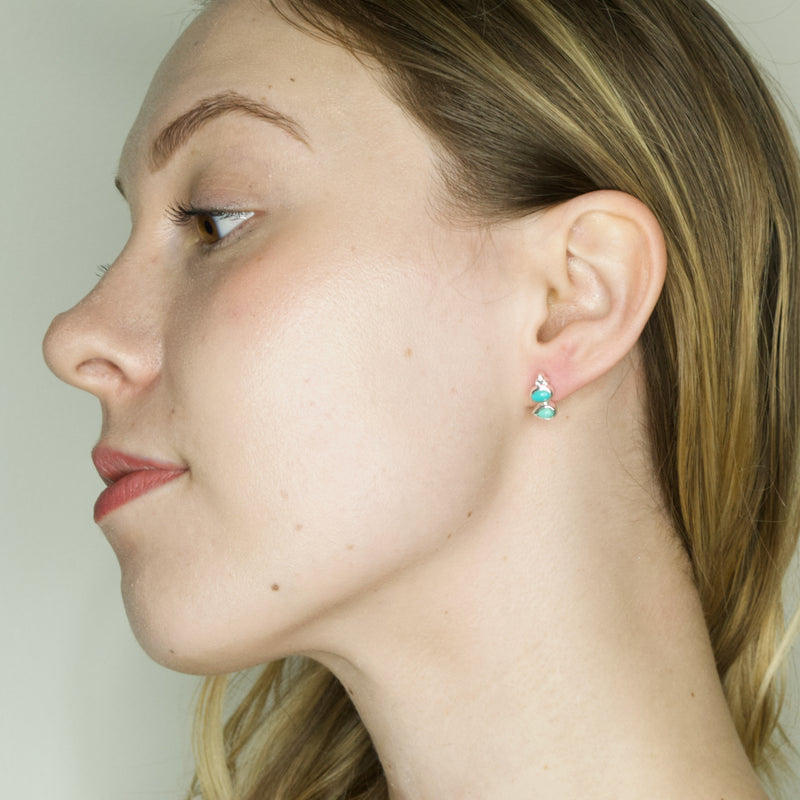 Chic Turquoise .925 Silver Post Earrings