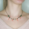 Delicate Flower and Coral Colored Resin Necklace by Eric et Lydie