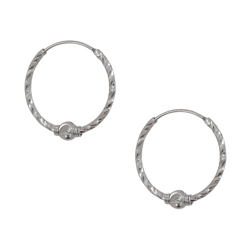White Gold and Silver Hoops