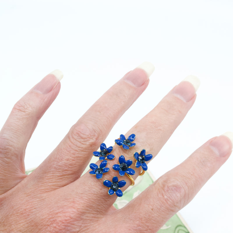 Navy Blue Floral Stackable Ring by Eric et Lydie