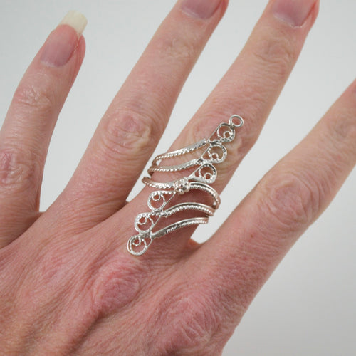 Henna Filigree Silver Ring - Size 7