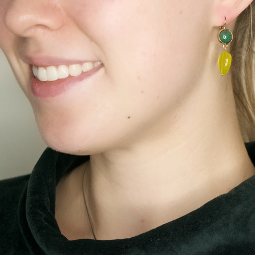 Fashionable Jade and Jasper Drop Earrings by Satellite Paris