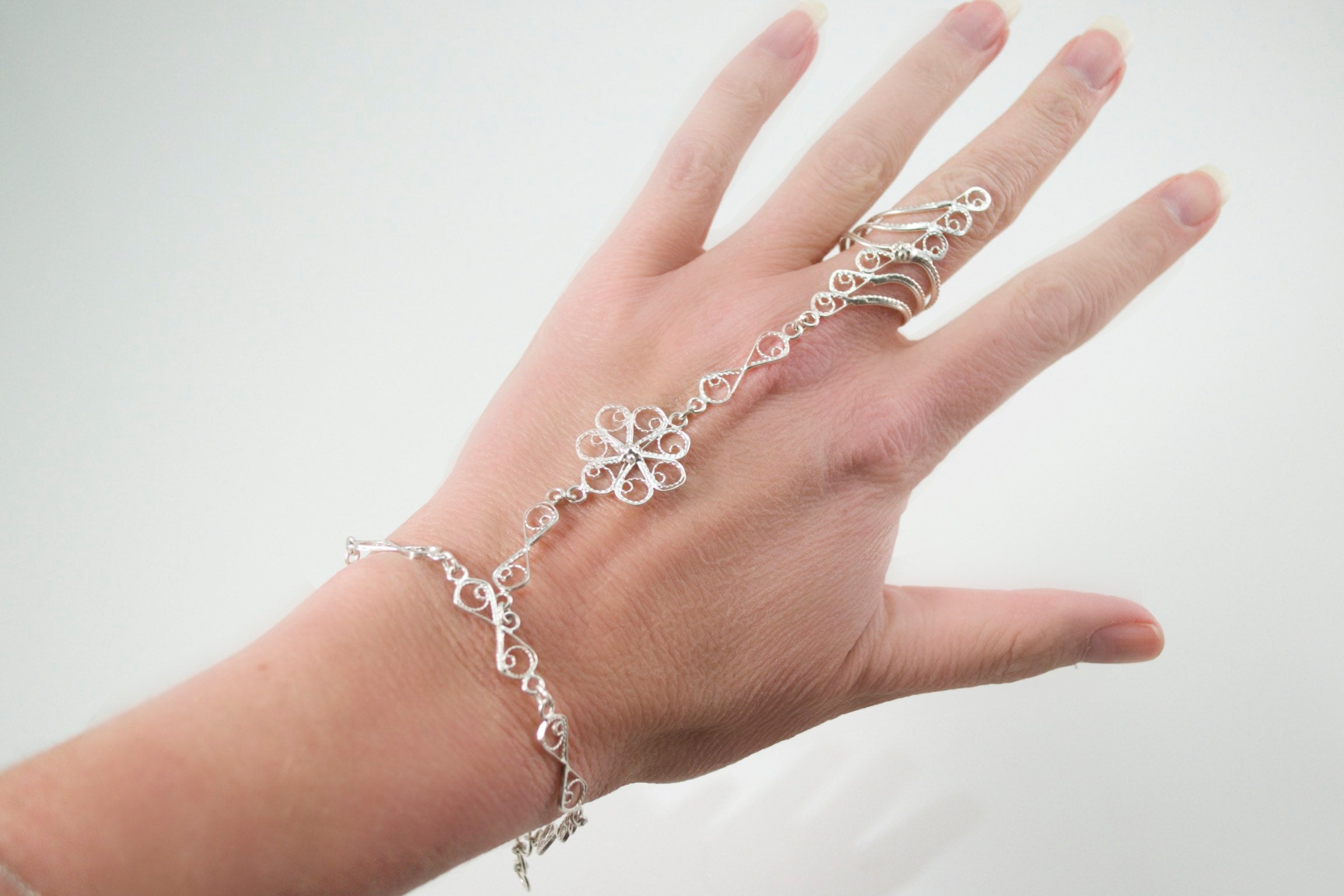 Chain Bracelet with Rings for Women Hollow Crystal Ring Connected Finger  Bracelets Hand Accessories Jewelry Lady Gifts