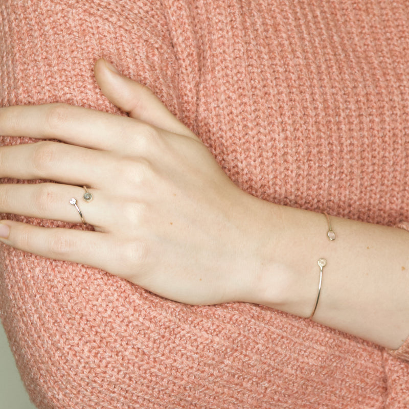 Delicate Sterling Silver and Rose Quartz Cuff Bracelet